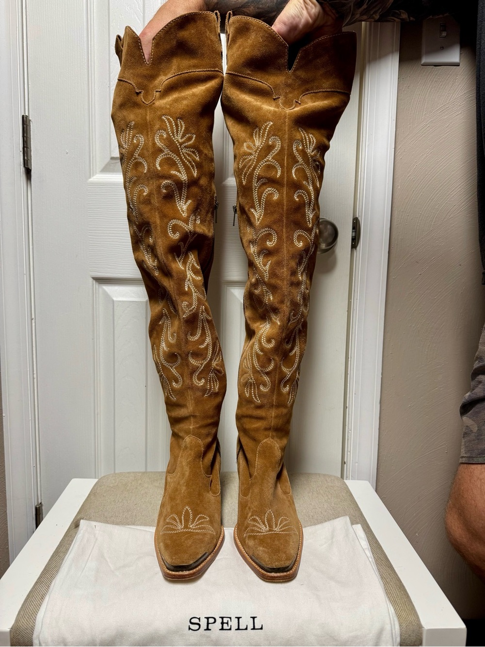 Spell - Cabana Suede Thigh High Boots - Tan - Size 8 (39) - Excellent Condition